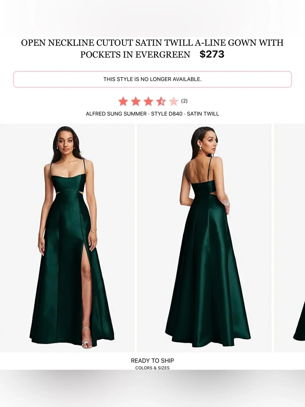 ALFRED SUNG Sage Green Dress - Picture 6 of 6